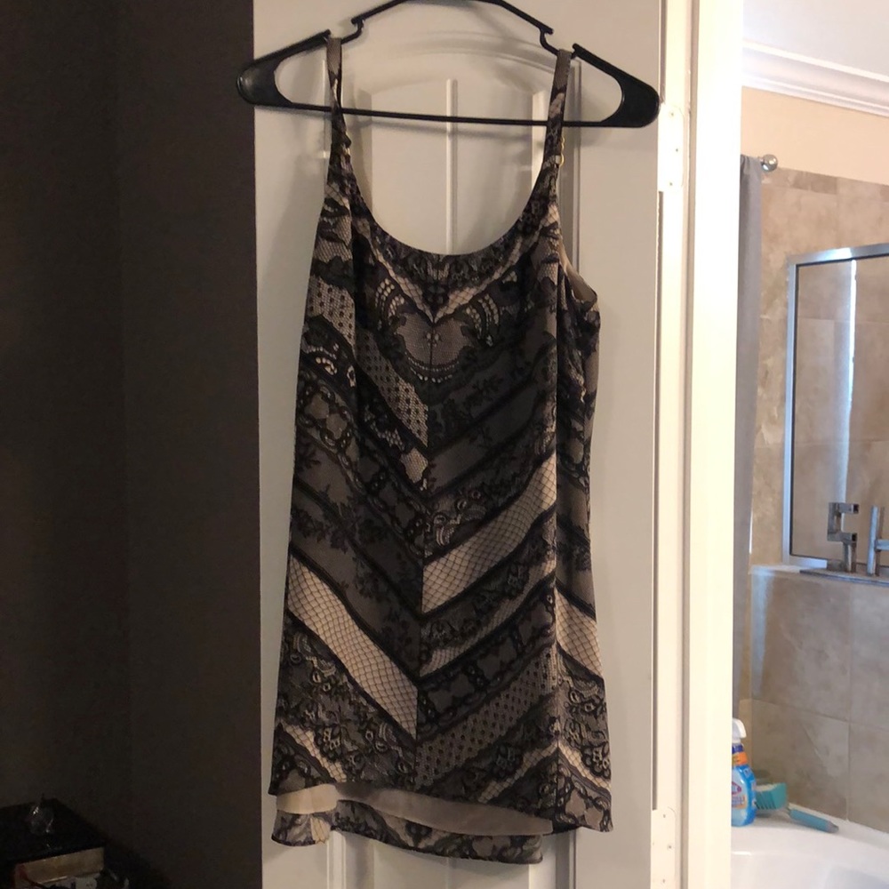 Lace tank top, Black and Tan
